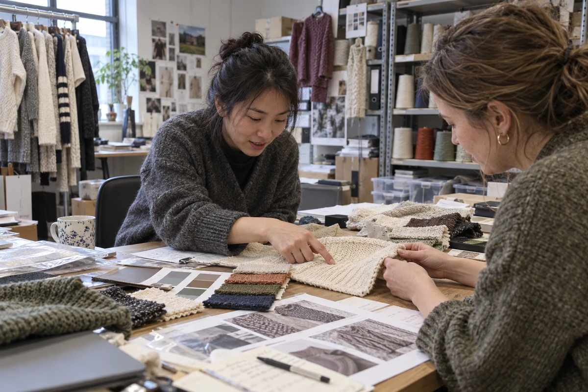Knitwear project review at the development table